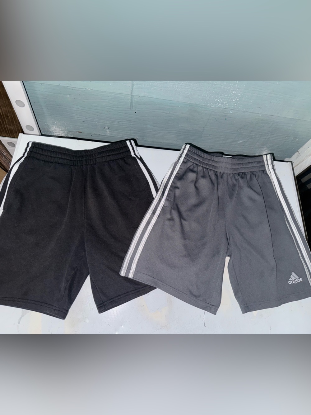 adidas Kids Black & Gray Athletic Shorts Twin Pack with pockets size 10/12 M